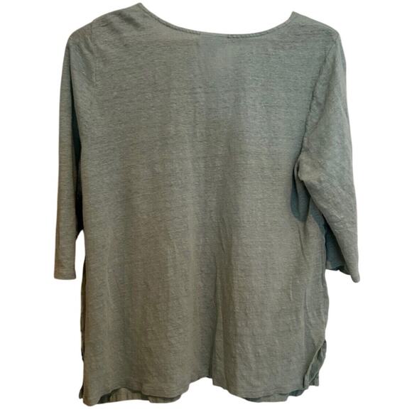 J. JILL Pure Love Linen Tunic Top Green knit sweater 3/4 sleeve LP LARGE PETITE - Picture 2 of 7